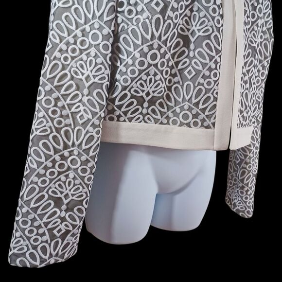 Katherine Kelly Blazer 14 Embroidered Sheer Black Ivory Office Jacket Corpcore - Picture 4 of 10